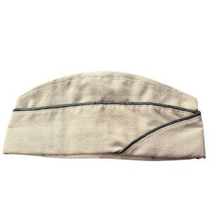 Vintage US Military Wool Garrison Cap Hat Leather Size 6 7/8 USA WWII Air Force